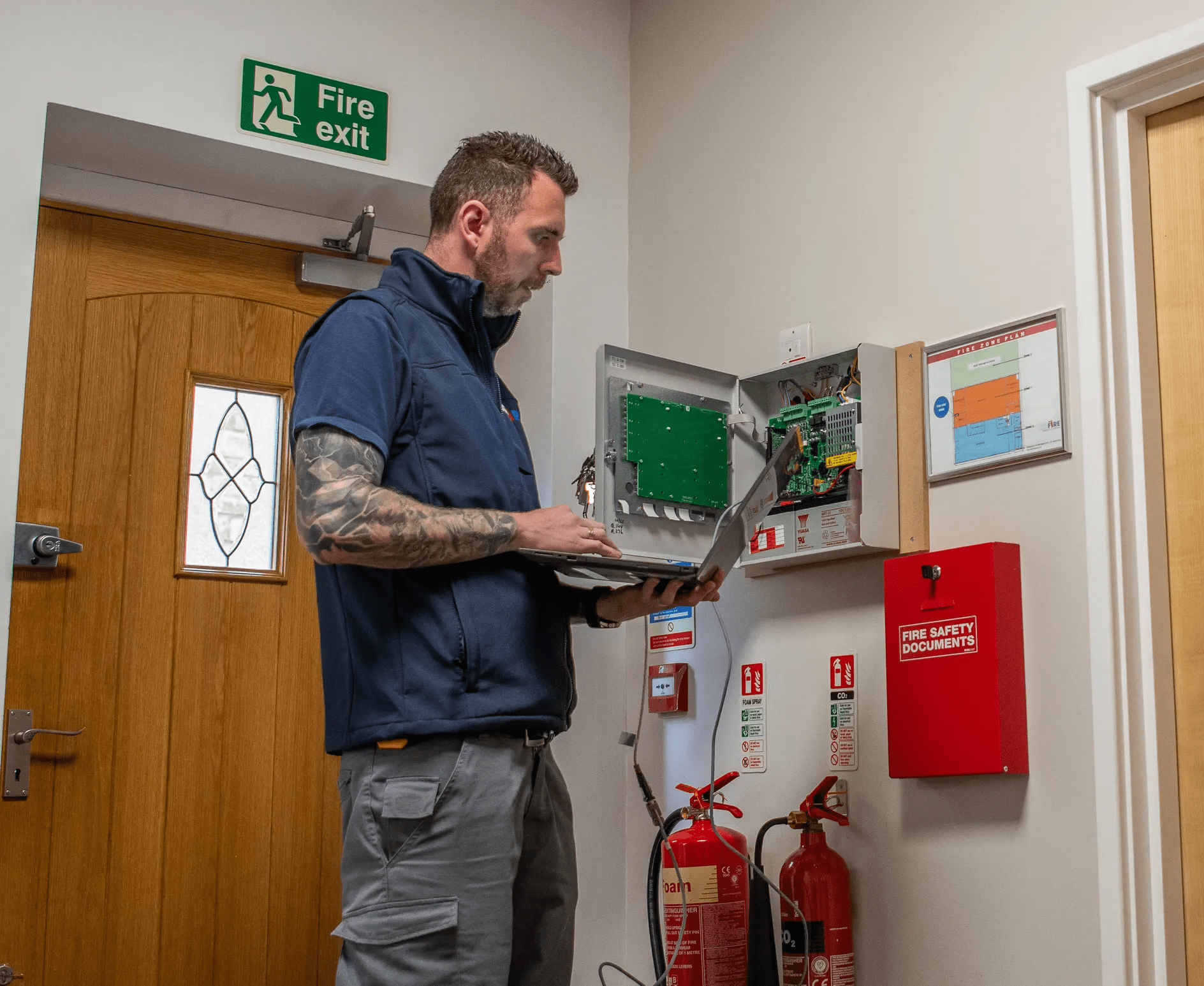 Fire alarm engineer Ashley..