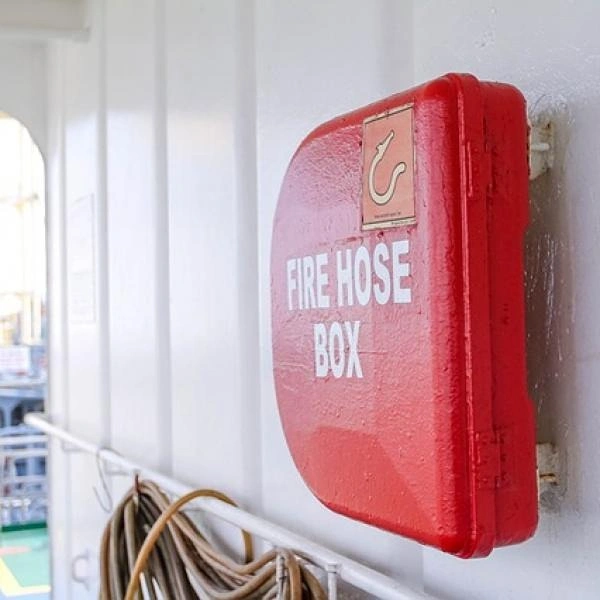 A fire hose reel box