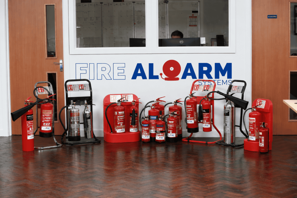 Fire extinguishers at the Fire Alarm Systems office